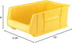Akro-Mils 30281 Super-Size AkroBins Plastic Storage Bins, Space-Saving Stackable Bins for Garage, Classroom, Warehouse Organization, 20-Inch L x 12-Inch W x 8-Inch H, Yellow, 3-Pack