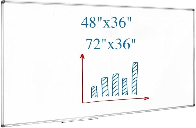 Large Magnetic Whiteboard 48 x 36 Inch, Foldable Dry Erase White Board with Pen Tray, Big Aluminum Frame Folding Message Presentation Board for Wall