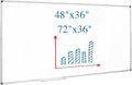 Large Magnetic Whiteboard 48 x 36 Inch, Foldable Dry Erase White Board with Pen Tray, Big Aluminum Frame Folding Message Presentation Board for Wall
