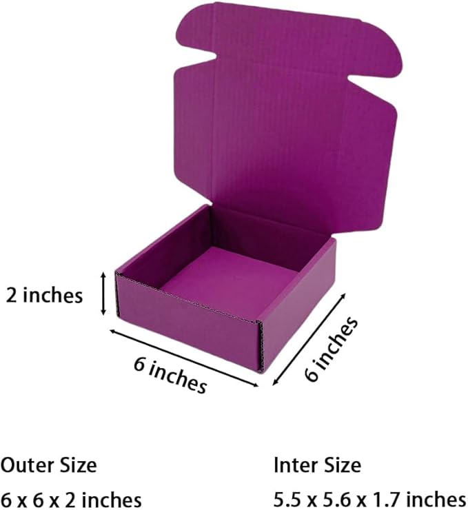 15 Pcs 6 x 6 x 2 inches Corrugated Cardboard Gift Boxes Recyclable Shipping Boxes for Mailing & Holidays, Wedding, Birthday, Gifts Packaging (Cranberry, 6 x 6 x 2")