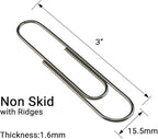 HAHIYO Paperclips Nonskid Extra Large Sturdy 3” Length Paper Clips with Ridges Non Skid Heavy Duty Tight Grip Thick Rust Proof Reusable Metal Bright Silver for Home Office School 40 Pack