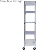 60"x18"x72" PRIME HEAVY DUTY Chrome 5-Tier Wire Shelving 4000 LBS MAX Capacity Storage Rack for Commercial, School, Home, Garage, Warehouse, Industrial, and Hospital Uses (with Wheels)