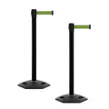 Crowd Control Warehouse CCW Series WBB-200 - Set of 2 Stanchion Retractable Belt Barriers - 11 Foot, Olive Belt with Black Post - Easy Assembly
