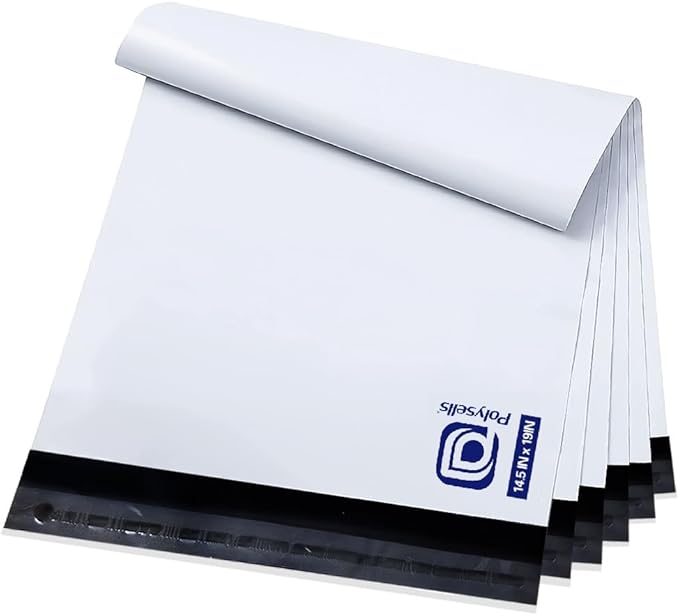 POLYSELLS 100 Pcs 14.5x19 Inch Poly Mailers Shipping Envelopes, Strong Adhesive Sealing, Waterproof, and Tear-resistant Postal Mailing Bags for Clothing, Books, and Accessories