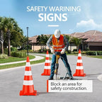 BATTIFE Traffic Safety Cones 36 Inch with Handheld, Orange Cones with Reflective Collar, Cones for Parking Lot, Sport & Driving Training, Road Safety, Construction Events (48 Cones)