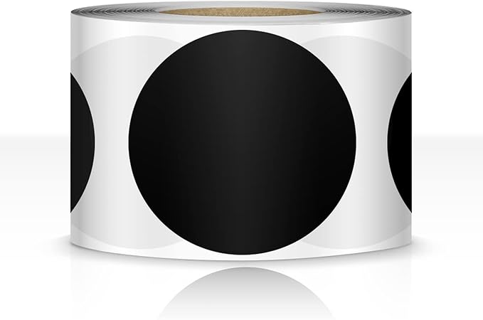 500 PCS Dot Sticker Tape 2" Inch Round Color Coding Labels Removable Writable Circle Floor Decal for Marking Organizing Social Distancing Black