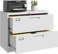 Lateral File Cabinet, Metal Filing Cabinet with Lock, 2 Drawer File Cabinets for Home Office, Office Cabinet for Hanging Files Letter/Legal/F4/A4, Assembly Required, White