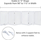 unipaws 120" Extra Wide Pet Gate, Free Standing Dog Gate for Doorways, Stairs, Foldable Gate & Room Divider, Wooden Puppy Playpen, Expandable Barrier for The House, Indoor Use (36" H, White)