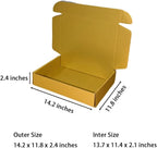 12 Pcs 14.2 x 11.8 x 2.4 inches Large Szie Corrugated Cardboard Gift Boxes Recyclable Shipping Boxes for Mailing & Holidays, Wedding, Birthday, Gifts Packaging (Gold, 14.2 x 11.8 x 2.4")