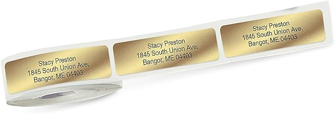 Personalized Return Address Labels, Roll of 125 Gold Foil Self-Adhesive Labels Without Dispenser, Customize with Name & Shipping Address, Colorful Images