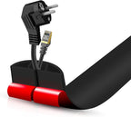 Floor Cord Cover Self Adhesive Cord Hider,3.3FT Cable Management, Extension Strip Protector for Wires, Prevent Cable Trips for Offices, Gyms, Exhibitions Cavity:0.47"(W) x 0.35"(H) Black