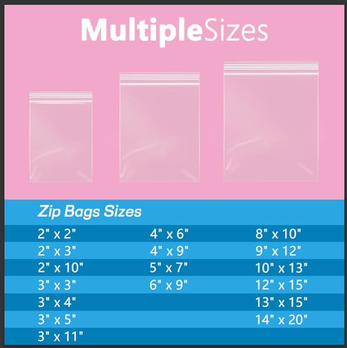 iMailer - 500 Pcs- 14" x 20" Large Zip Bags for Storage - Reclosable Plastic Zip Poly Bags for Clothing, T-Shirts, Pants
