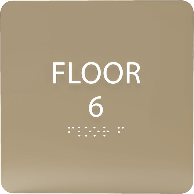 6" X6" Floor 6 Sign - ADA Compliant Tactile Graphics Grade 2 Braille Text Acrylic Wall Signs - Directional Assistance, Floor Number Safety Sign for Office, school Hospital, Apartment