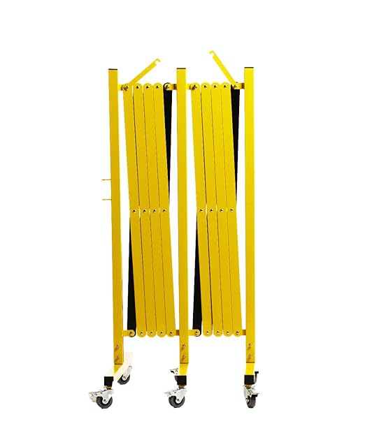 Trafford Industrial Expandable Metal Barricade, 16 Feet, Red and White, Mobile Safety Barrier Gate, Retractable Traffic Fence