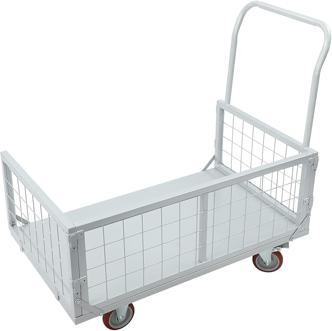 4-in-1 Platform Truck Cart, Foldable Hand Truck with Cage, Heavy Duty Platform Truck Cart with Casters for Laundry/Groceries/Garage/Warehouse, 2200 lbs Capacity
