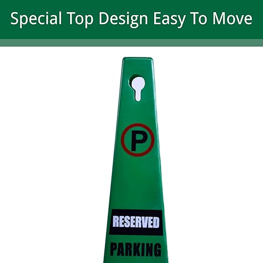 BESEA 8 Pack No Parking Cone Green Caution 4 Sided No Parking Cone Reserved Parking