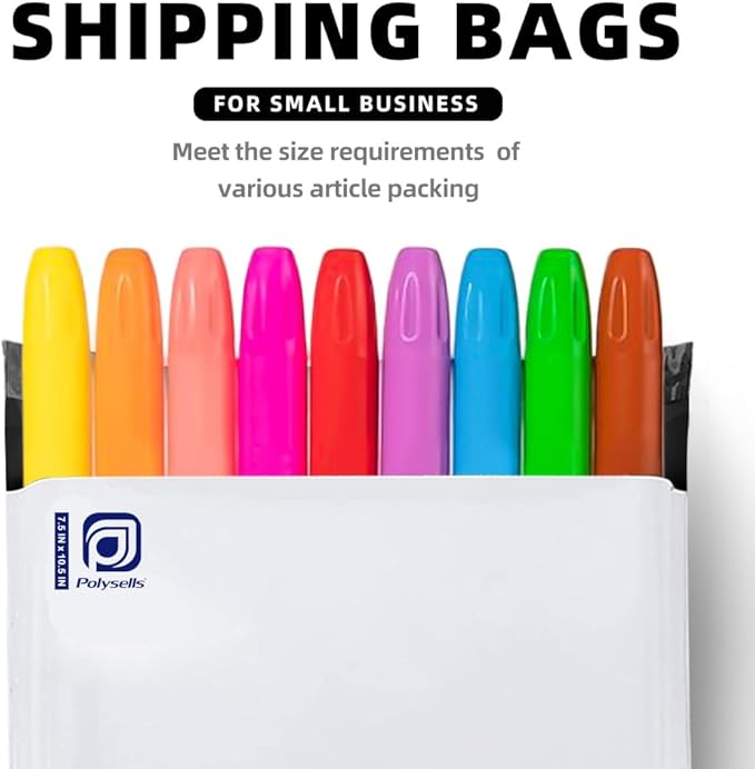 POLYSELLS Poly Mailers Shipping Envelopes, Strong Adhesive Sealing, Waterproof, and Tear-resistant Postal Mailing Bags for Clothing, Books, and Accessories (White, 100, 7.5" X 10.5")