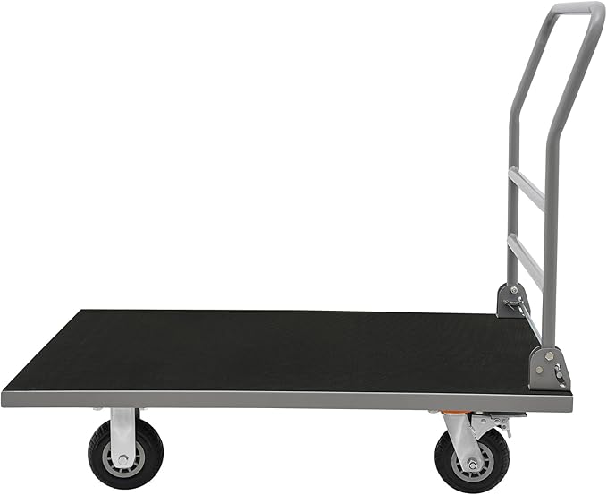 Heavy Duty Foldable Platform Truck Cart with 4 Wheels,41'' L x 25'' W Steel Rolling Flat Cart Push Cart Dolly Large Hand Truck Dolly 2200LBS Capacity Moving Hand Dolly for Groceries,Garage,Warehouse