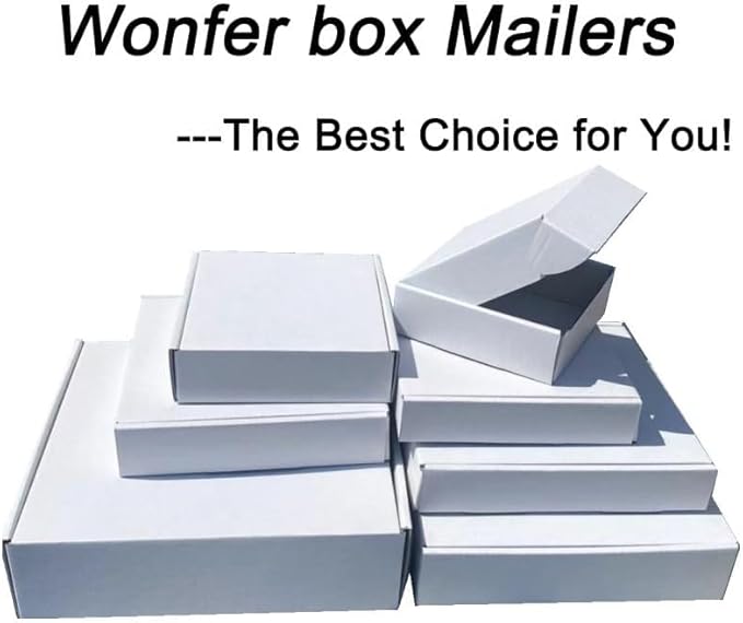 50 Pack,vinyl record mailer Corrugated Mailer,12.5x12.5x2inch, Easy-Fold Shipping Box, White,Height Adjustable,Comic book mailer,