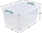 80 L Large Plastic Storage Bins with Lids, 4 Pack Wheeled Clear Storage tote with Latch Handle