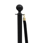 4 PCS Stanchion Posts with 2 Velvet Ropes, Black & Gold Crowd Control Barriers with Fillable Base, Stainless Steel Ball Top Poles for Event, Red Carpet, Museum & Wedding Decor