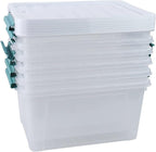 20 Quart Stackable Plastic Storage Bins with Lids, 6 Pack Durable Nestable Containers, Clear Latching Storage Box