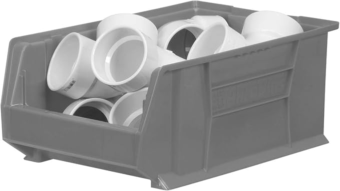 Akro-Mils 30281 Super-Size AkroBins Plastic Storage Bins, Space-Saving Stackable Bins for Garage, Classroom, Warehouse Organization, 20-Inch L x 12-Inch W x 8-Inch H, Grey, 3-Pack