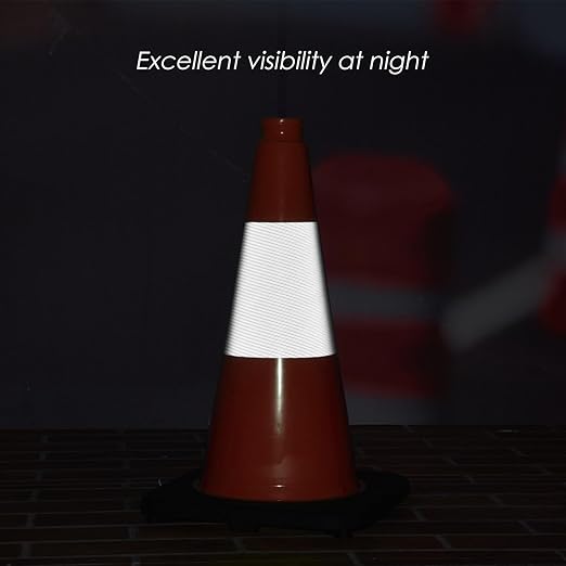 Fluorescent Orange/Green PVC Traffic Cones, Heavy Black Base Parking Lot Cone Structurally Stable Weatherproof Road Construction Safety Cones (4, Orange, 18" Medium)