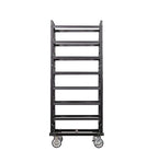 Trafford Industrial Stanchion Post Cart, 24 Posts, Horizontal Padded Storage and Locking Wheels for Safety