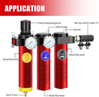 NANPU Z Series 3-Stage Air Filtration System - Sintered, Fine, & Charcoal Filters, 3/4" NPT Inlet, 1/4" NPT Outlet Module, 0-230 psi Gauge, 127 CFM @ 6 bar, Metal Housing, Auto Drain