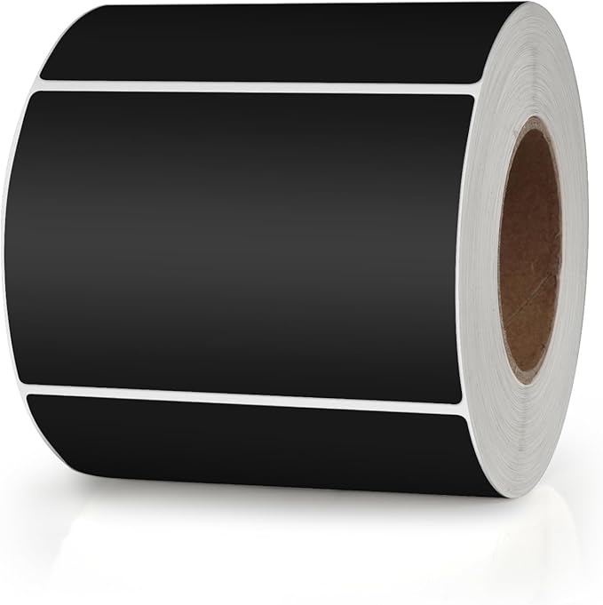 Black Rectangle Stickers 3 x 2 Inch Color Coding Labels Vinyl Roll Self-Adhesive Waterproof Removable 500 PCS