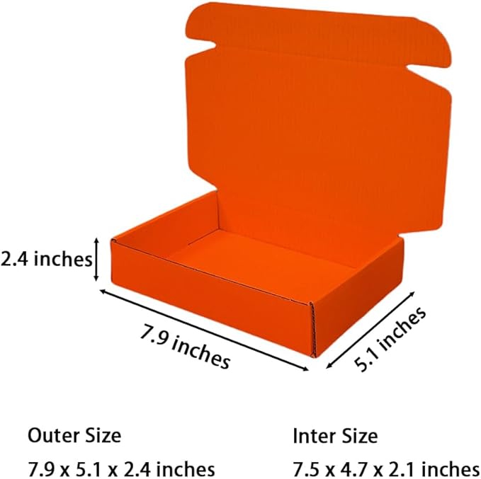 50 Pcs 7.9 x 4 x 1.2 inches Shipping Boxes for Small Business Cardboard Corrugated Mailer Boxes for Shipping Packaging Holidays Craft Gifts Phone Case Packaging (Orange Red, 7.9 x 4 x 1.2")