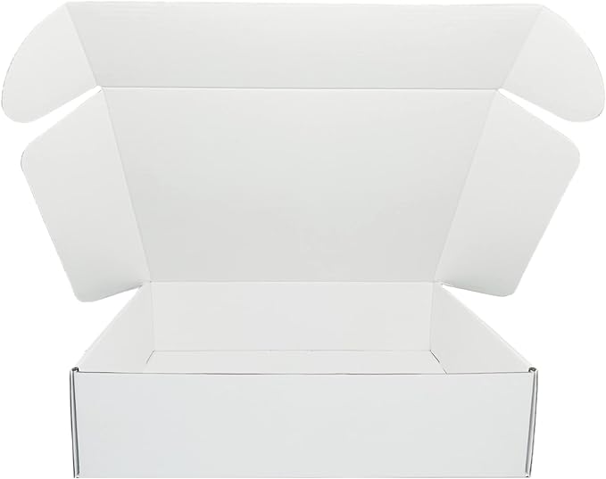 12x9x3 inches Small White Mailers Boxes Recyclable Corrugated Gift Box for Packaging Shipping Set of 10