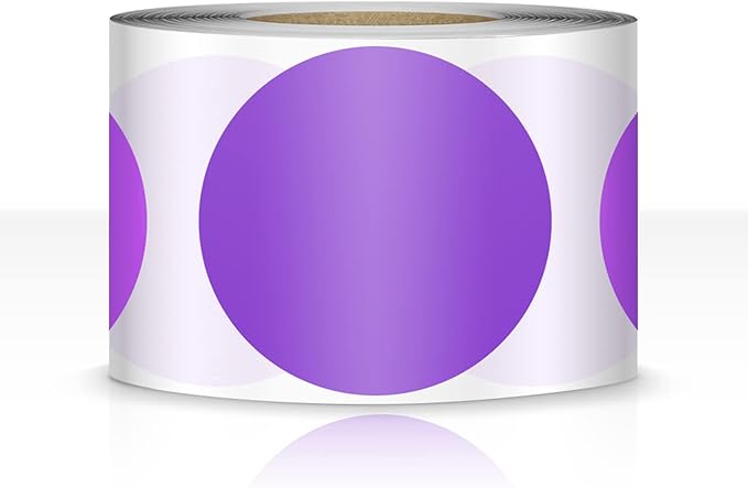500 PCS Dot Sticker Tape 2" Inch Round Color Coding Labels Removable Writable Circle Floor Decal for Marking Organizing Social Distancing Purple