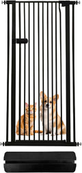 Lumizone Extra Tall Cat Gate 55.12" High Pressure Mounted Extra Wide 2025 New (17 Sizes) 1.37" Gap No Drilling Auto-Close One-Handed Operation Tall Pet Gate for Dogs(Black, 55.12" H x 29.92"-34.24" W)