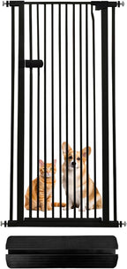 Lumizone Extra Tall Cat Gate 55.12" High Pressure Mounted Extra Wide 2025 New (17 Sizes) 1.37" Gap No Drilling Auto-Close One-Handed Operation Tall Pet Gate for Dogs(Black, 55.12" H x 29.92"-34.24" W)