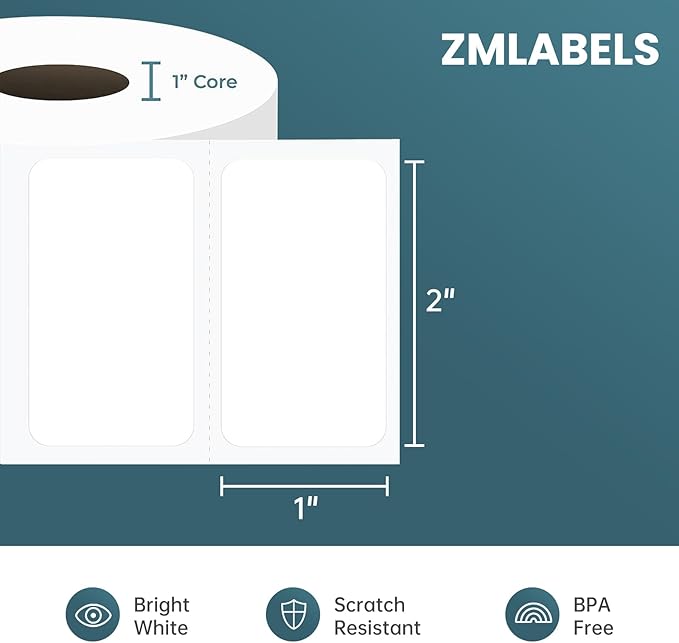 Compatible Thermal Labels Replacement for Zebra (【2" x 1"】 16 Rolls/20800Labels)