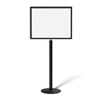 Floor Standing Sign Frame with Steel Low Profile Base, 22 inches by 28 inches Horizontal Sign Frame, Black Post