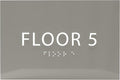 6" X4" Floor 5 Sign - ADA Compliant Tactile Graphics Grade 2 Braille Text | Wall Mount Plastic Directional Assistance, Floor Number Sign for Office, Schools, Hospitals, Apartments
