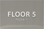 6" X4" Floor 5 Sign - ADA Compliant Tactile Graphics Grade 2 Braille Text | Wall Mount Plastic Directional Assistance, Floor Number Sign for Office, Schools, Hospitals, Apartments