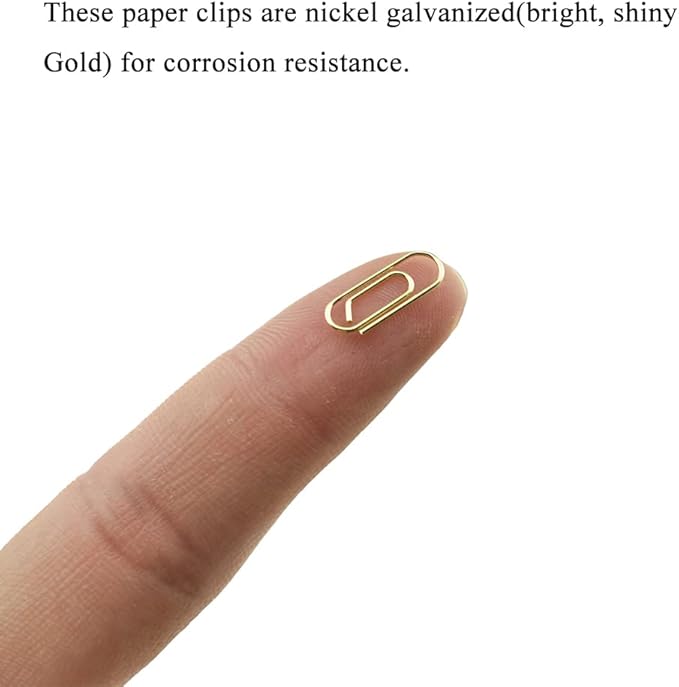 HAHIYO Paper Clips Sturdy 0.59 inches Length 50 Pack Mini Paperclips Heavy Duty Tight Grip Rust Proof Reusable Metal Bright Gold for Home Office School