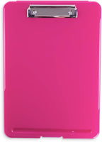 Clipboard with Storage Slim Folding for Nursing, Teachers, Coaches & Office, Plastic Heavy Duty with Pen Holder (9.5” x 13.5”) (Pink)