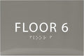6" X4" Floor 6 Sign - ADA Compliant Tactile Graphics Grade 2 Braille Text | Wall Mount Plastic Directional Assistance, Floor Number Sign for Office, Schools, Hospitals, Apartments