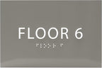 6" X4" Floor 6 Sign - ADA Compliant Tactile Graphics Grade 2 Braille Text | Wall Mount Plastic Directional Assistance, Floor Number Sign for Office, Schools, Hospitals, Apartments