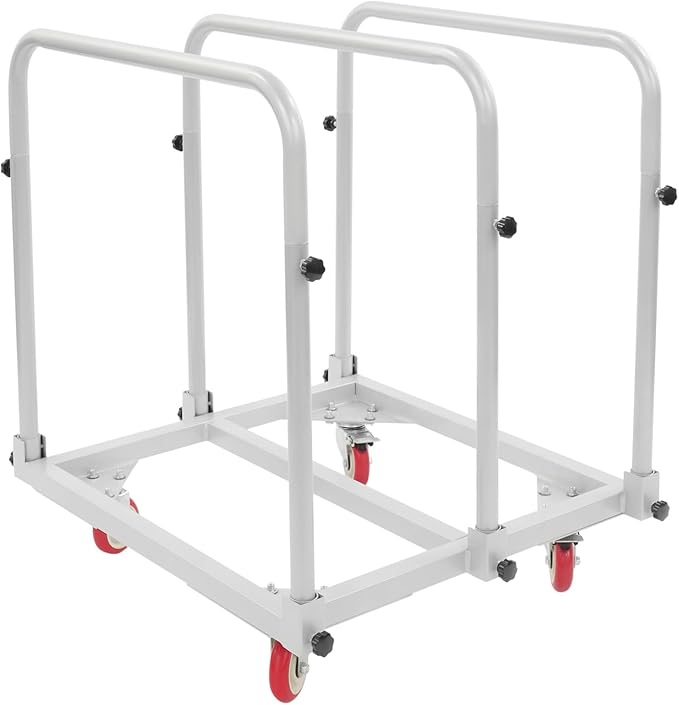 Steel Panel Truck, 1400lbs Heavy Duty Lumber Drywall Dolly Cart with 4" Swivel Casters, Table Dolly with Crossbeam & 3 Side Handrails for Garage, Home, Warehouse, 31" L X 28" W X 35" H (Grey)