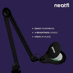 Neatfi 1,200 Lumens Super LED Magnifying Lamp with Clamp, Dimmable, Includes Microfiber Cleaning Cloth, 5 Inch Diameter Lens for Reading, Sewing, Crafting (Black, 5 Diopter)
