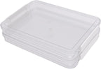 Luqeeg 2Pcs Flat Plastic File Storage Bins, Transparent Stackable Portable Project Box, Document Organizer with Latching Lids for Organizing A4 Paper Photo Scrapbook Notebook