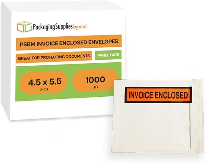 Invoice Enclosed Packing List Envelopes Panel Face Back Load 4.5" x 5.5" 1000 Pieces