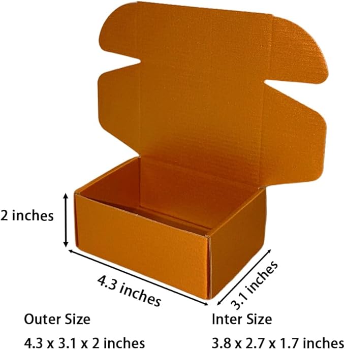 50 Pcs 4.3 x 3.1 x 2 inches Mini Size Corrugated Cardboard Gift Boxes Recyclable Shipping Boxes for Packing Jewelry Ornament Gift Craft Packaging Supplier (Copper, 4.3 x 3.1 x 2")
