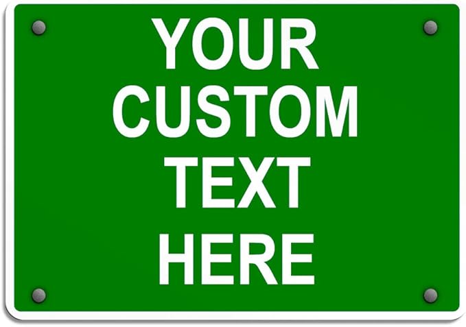 Aluminum Weatherproof Metal Sign Multiple Sizes Custom Personalized Text Here Green White Directions Horizontal Street Signs 14x10Inches
